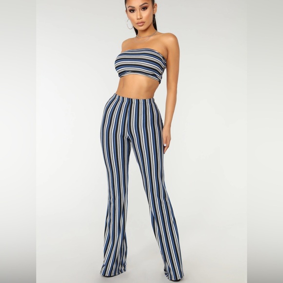 Striped Tube Top and Pants Set - Picture 1 of 3
